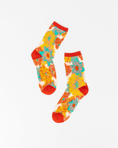 Sock candy flower power sheer socks sheer floral socks fashion socks