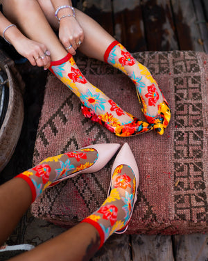 Sock candy flower power sheer socks and heels sheer floral socks